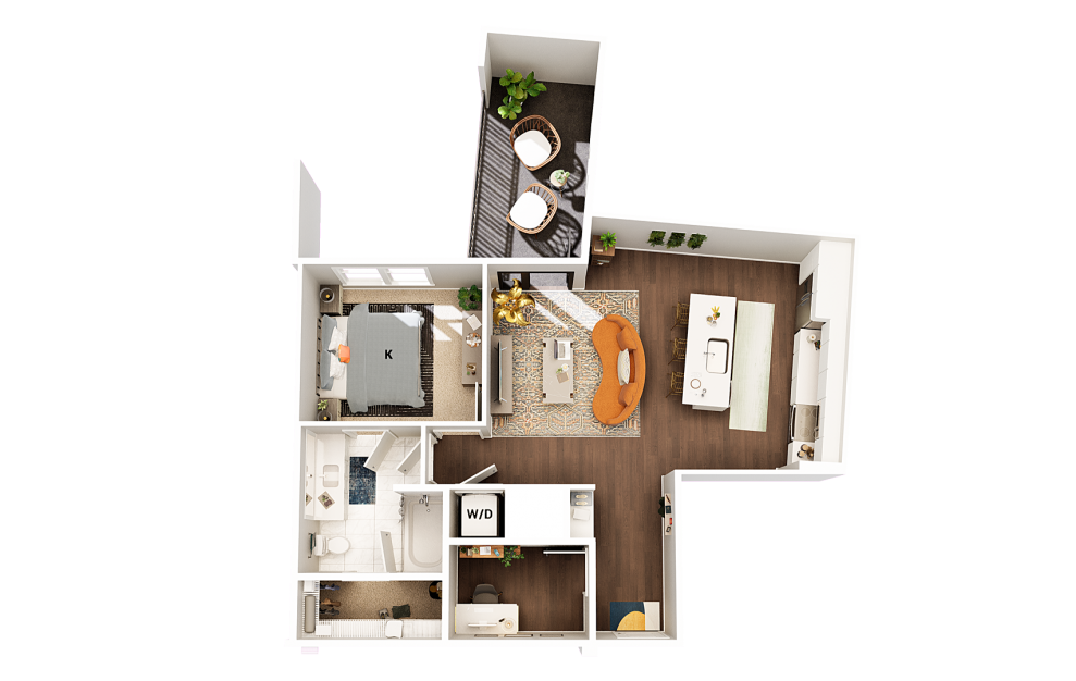 A6 - 1 bedroom floorplan layout with 1 bath and 781 square feet. (Finish Scheme 1)