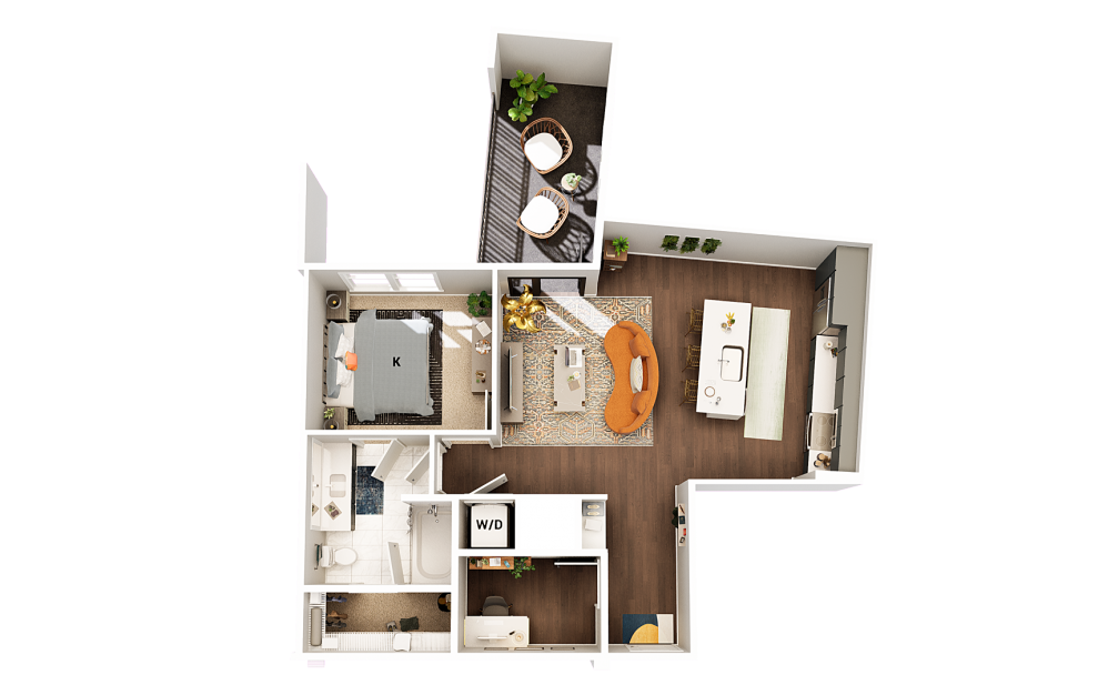 A6 - 1 bedroom floorplan layout with 1 bath and 781 square feet. (Finish Scheme 2)